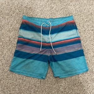 {Goodfellow & Co} Men's Swim Trunks, XL, Blue Peach Stripe